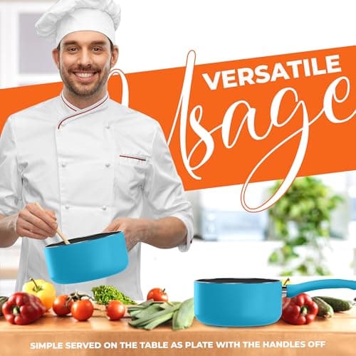 Utopia Kitchen Detachable handle Nonstick Saucepan with Glass Lid, Multipurpose Use for Home, Kitchen or Restaurant (Turquoise) 5