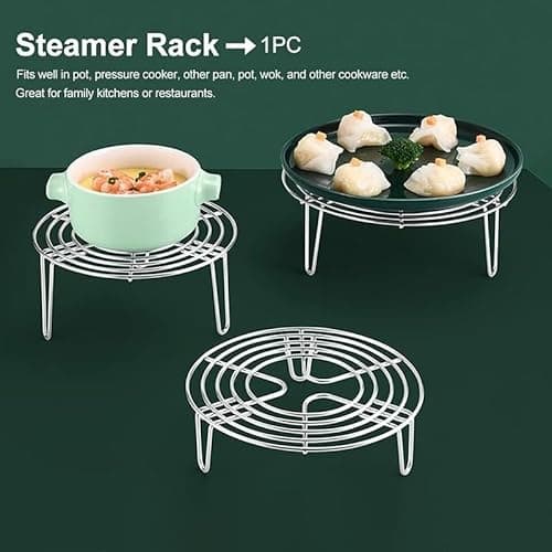 1pc Cooking Rack 6 Inch Air Fryer Round Tray Stainless Steel Steamer Rack Baking for Cooking Cooling Steaming Baking, Fit Air Fryer Pot Pressure Cooker 6