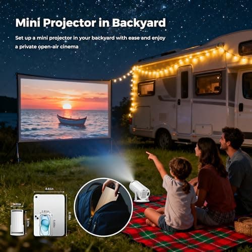 WellSonic Mini Projector with WiFi and Bluetooth, Portable Movie Projector Support 4K, Auto Keystone,210° Rotation, 130'' Screen Smart Projector Compatible with HDMI Phone TV Stick for Bedroom Outdoor 8