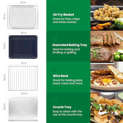 VAL CUCINA Infrared Heating Air Fryer Toaster Oven, Extra Large Countertop Convection Oven 10-in-1 Combo, 6-Slice Toast, Enamel Baking Pan Easy Clean with Recipe Book, Black Matte Stainless Steel 6