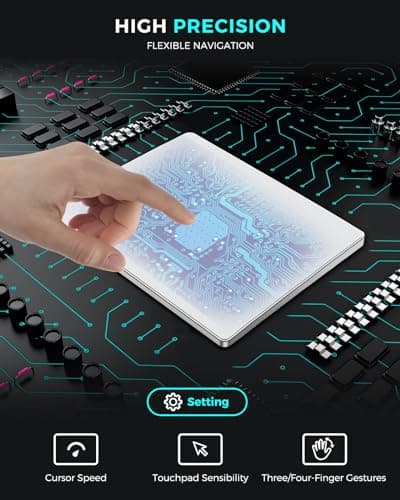 seenda Upgraded Trackpad, Tempered Glass Surface with Multi-Touch, Aluminum Slim USB Windows Touchpad with High Precision Navigation for Windows 10/11 Desktop/Laptop/Notebook Computer PC, White 6