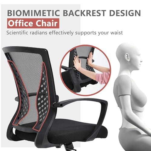 PayLessHere Office Computer Gaming Chair Ergonomic Mesh Desk Chair Adjustable Video Game Chairs with 360 Degrees Swivel Wheels Armrest Lumbar Support for Home Office,Black 6