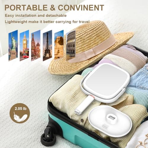 Mocado Makeup Mirror with Lights, 1X/20X Magnifying Mirror with Light, Vanity Mirror with 3 Colors Lights, Height Adjustable Lighted Makeup Mirror, Double Sided 360°Rotation, Memory Function (White) 7