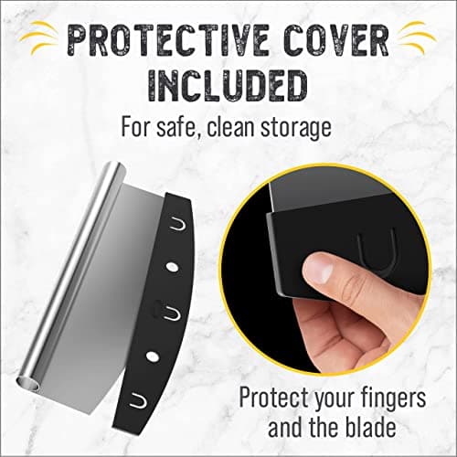 Checkered Chef Pizza Cutter Rocker Blade 14" - Sharp Stainless Steel Rocker Knife with Plastic Blade Sheath, Dishwasher Safe, Outdoor Pizza Oven Accessories 7