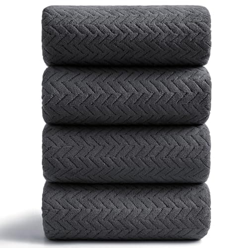 Ferdilan 4 Pack Large Bath Towels Set 35"x70" Black Oversized Bath Sheet Chair Towels, 600 GSM Ultra Soft & Absorbent Towels for Bathroom, Quick Dry Towel for Gym Hotel Camp Pool