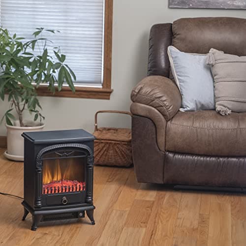 Comfort Zone Electric Fireplace Space Heater, Traditional Warm Stove Style, Realistic 3D Flame Effect, Adjustable Thermostat, & Overheat Protection, Ideal for Home, Bedroom, & Office, 1,500W, CZFP4 6