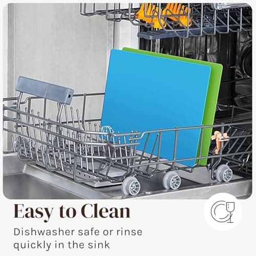 Extra Thick Flexible Plastic Cutting Board Mats Set of 6 for Kitchen, Non-Porous, Non-Slip Waffle Back, Color Coded with Food Icons, Dishwasher Safe, 12 x 15 Inch - Cooler Kitchen 8