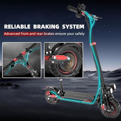 Electric Scooter Adults,11" Off-Road Tires,48V 18/21AH Big Battery,1200W Motor,34 Mph,34/37 Miles Long Range,Dual Braking System,Folding Commuter Electric Scooter (MAX-48V 18AH-1200W) 8