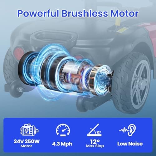 Wooken Mobility Scooter for Seniors, Adults, 4 Wheels Powered Mobility Scooter, 264 lbs All Terrain Foldable Powered Mobility Scooter,Compact Heavy Duty Mobility for Travel,12.1 Miles Range,Red 9