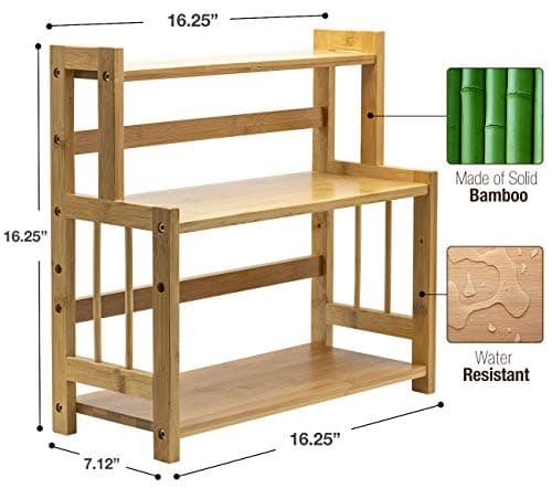 Sorbus Kitchen Countertop Organizer Bamboo Wooden Counter Storage Shelf Rack for Spice, Soap, Skin Care, Makeup Display Stand, Bathroom Shelves, Vanity, Office (3-Tier) 9