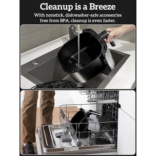 Kitchen Elite Digital Air Fryer Oven, Compact Cooker with 6 Presets and Nonstick Basket for Fast Cooking and Easy Cleanup, 5.28 Quart, Stainless Steel 7