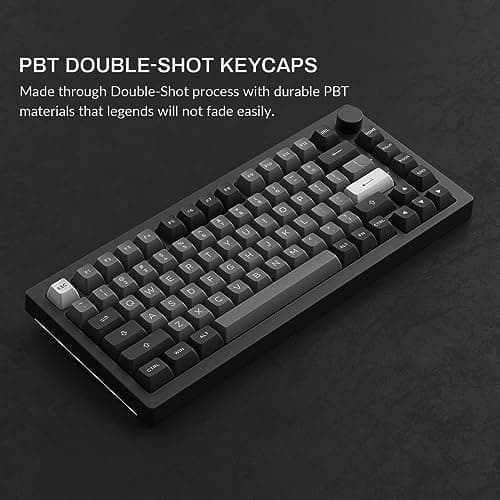 Akko 5075B Plus Mechanical Keyboard 75% Percent RGB Hot-swappable Creamy Keyboard with Knob, Black & Silver Theme with PBT Double Shot ASA Profile Keycaps V3 Creamy Yellow Pro Switch 7