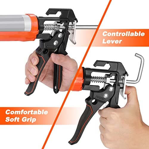 ValueMax Caulk Gun, 9 Inch Silicone Sealant Caulking Gun for Caulking/Filling/Sealing, Trigger Comfort Grip and Iron Smooth Rod, Ideal for Tiles, Window Joints, 8:1 Thrust Ratio 5