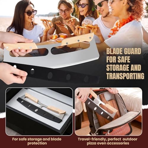 Gicyiit Pizza Cutter Rocker Blade with Wooden Handle, Premium 14inch Pizza Knife Rocker Cutter with Sharp Stainless Steel Blade and Protective Cover, Slicing Through Crust in One Single Rocking Motion 6