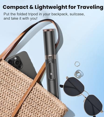 TONEOF 60" Selfie Stick Tripod for Video,All-in-1 Extendable Cell Phone Stand with Integrated Remote,360° Rotate Lightweight & Portable Tripod for 4-7” iPhone/Android/Photo & Video Kits/Travel 8