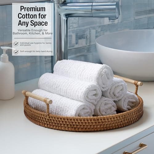 Living Fashions Bar Mop Cleaning Kitchen Dish Cloth Towels,100% Cotton, Machine Washable, Everyday Kitchen Basic Utility Bar Mop Dishcloth Set of 12, White 6