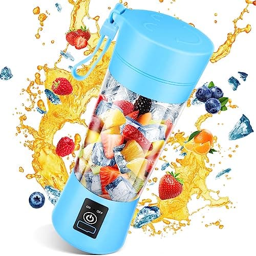 Portable Blender for Shakes and Smoothies,6 Blades Juicer Cup for USB Rechargeable,Personal Blender with One Touche Operation,Blender Shake Smoothie for Kitchen,Travel and Sport, Blue