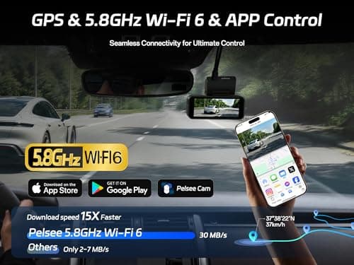 Pelsee P1 Pro 4K Dash Cam Front and Rear, STARVIS 2 Sensor, 64GB Card, Dual Dash Camera for Cars with Full-Color Night Vision, HDR WDR, ADAS, GPS, WiFi & Voice Control, 24H Parking Mode, 3.39" Screen 8