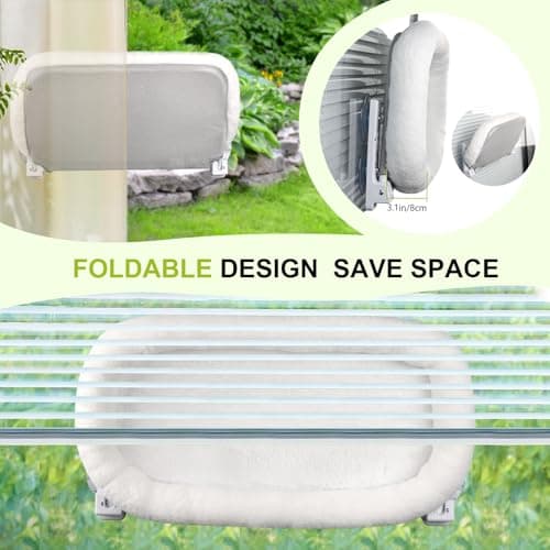 Cat Window Perch, Cordless Cat Hammock, Foldable Cats Window Bed for Large Cats with 4 Strong Suction Cups, Solid Metal Frame and Removable Cushion Bed Cover 5