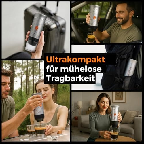 Portable Espresso Machine, 3-in-1 Travel Coffee Maker with Self-Heating, Battery Operated 20Bar Wireless Portable Espresso Maker Compatible with Ground Coffee & Capsule for Camping, Car, Office 7
