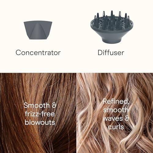 INFINITI PRO CONAIR SmoothWrap Hair Dryer, Blow Dryer with Diffuser and Concentrator Attachments, Advanced Plasma and Ceramic Technology for Less Frizz, More Volume, and Body, Champagne 8