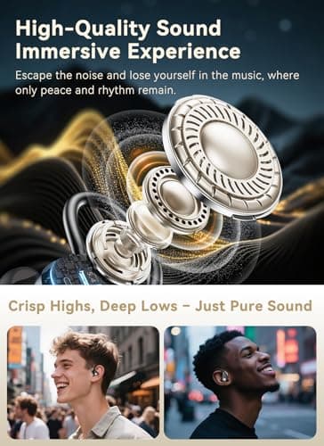 jaddsa Wireless Earbuds, ANC Noise Cancelling Sport Ear Buds with Multifunctional Touch Screen, Bluetooth 5.4 Headphones, Bass Stereo Sound, 5 EQ Over The Ear Earbuds for Sports/Workout/Gym-Black 5