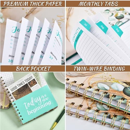 2025 Planner - Planner 2025, Weekly Monthly Planner, Jan 2025 - June 2025, 6.4" x 8.5", Monthly Tabs, Flexible Hardcover, Thick Paper, Strong Binding, Back Pocket, Holidays 6