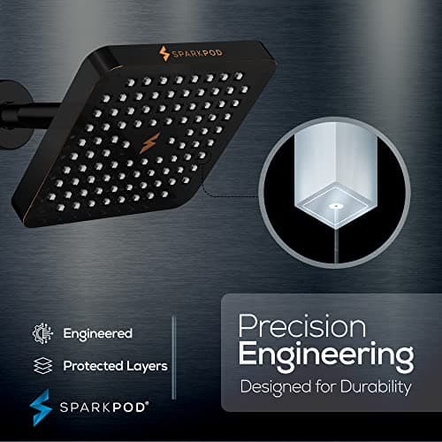 SparkPod Shower Head - High Pressure Rain - Premium Quality Luxury Design - Easy Clean Adjustable Replacement for Your Bathroom Shower Heads (Vintage Oil Rubbed Bronze, 6 Inch Square) 7
