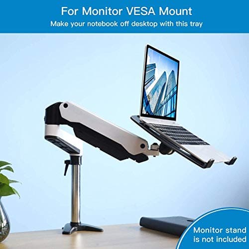 Laptop Tray Steel Notebook Holder for Monitor VESA Mount Stand Fits VESA 100x100 mm Mounting Holes with M4 Screws, 22lbs Capacity with Vented Cooling Platform 7