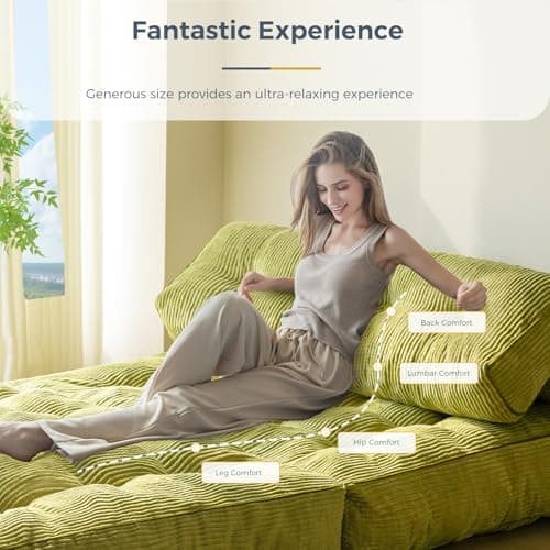MAXYOYO Folding Sofa Bed, Convertible Sleeper Chair with Pilow Foldable Mattress with Back Support, Portable Fold Out Chair Bed for Living Room Bedroom, Green Double 7
