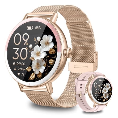 KEEPONFIT Smart Watches for Women Android/iPhone, IP68 Waterproof Fitness Tracker with Bluetooth Calls(Answer&Make), Activity Pedometer/Heart Rate/SpO2 Monitor/100+ Sports Model