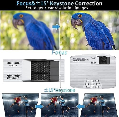 Projector with Bluetooth, Native 1080P Full HD Projector with Speaker, 9500 Lumens Outdoor Portable Movie Mini Projector Compatible with Laptop, Smartphone, TV Stick, Xbox, Roku 4