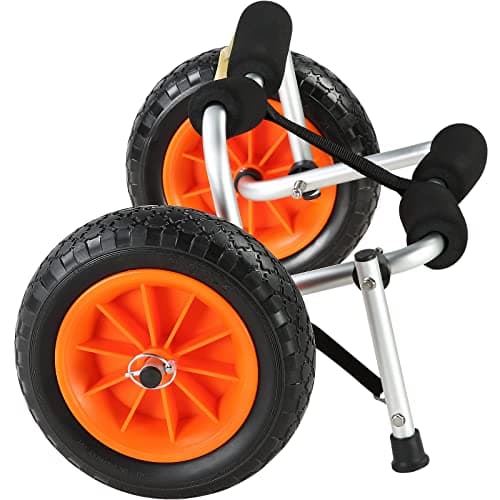 VEVOR Kayak Cart, 250lbs Load Capacity, Foldable Kayak Dolly Aluminum Kayak Wheels with 10'' Solid Tires for Kayaks Carrier Canoes Paddleboard Kayak Trolley Float Mats Jon Boats 12