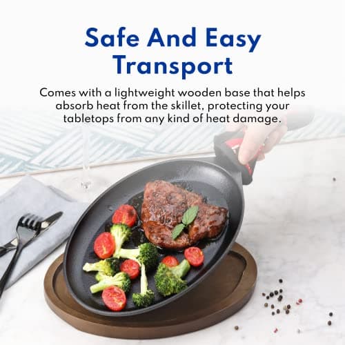 New Star Foodservice 1028614 Commerical Grade Cast Iron Fajita Set, Sizzling Skillet, Japanese Steak Plate 5