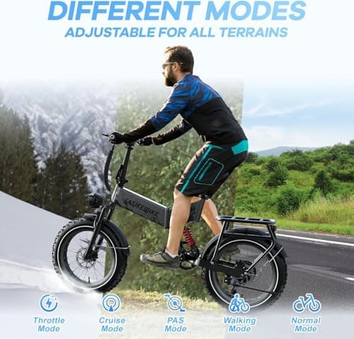 Folding Electric Bike for Adults with Peak 1500W Motor, 52V 20Ah Removable Battery Ebike,Max 70Miles & 30MPH,20"x4.0 Fat Tire Commuting Electric Mountain Bike,7-Speed, Dual Suspension Bicycle 7