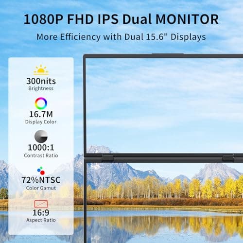 Laptop Screen Extender,15.6" Dual Monitors (Wins/Mac) Folding Stacked Portable Dual Monitor, USB C Travel Extended Computer Display with Triple Portable Monitor for Laptop PC Windows Mac 2