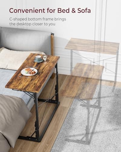 Vantic 31.5" Folding Desk, Foldable TV Tray Table for Eating on Couch, Extra Large TV Dinner Trays, Portable Fold Computer Writing Desk Table for Home Office, Rustic Brown 6