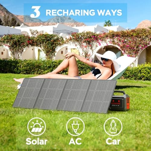 MARBERO 296Wh Portable Power Station with Solar Panel 60W Included Solar Generator with AC Outlets 300W Pure Sine Wave with Foldable Panel Set Power Bank for Camping Outdoor RV Home Emergency 6