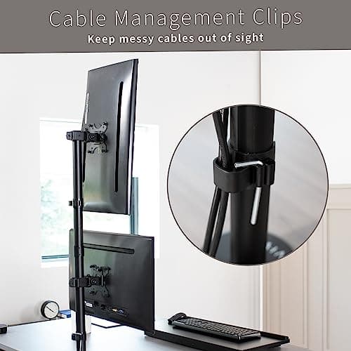 VIVO Dual Vertically Stacked Monitor Desk Mount, Extra Tall Adjustable Stand for 2 Ultrawides up to 34 inches, 22 lbs Capacity, Black, STAND-V002T 6