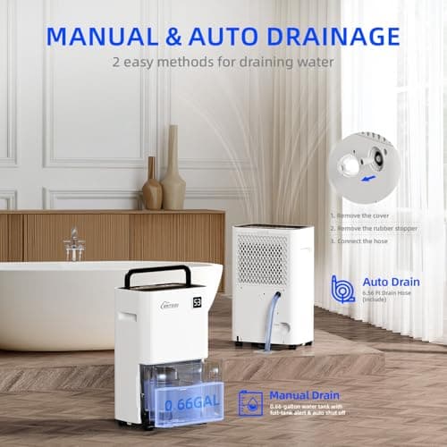 Britsou 50 Pints Dehumidifier for Basement with Drain Hose - Quiet Smart Operation with 3 Modes, 24HR Timer - Ideal for Home Bedroom, Bathroom, Small to Large Rooms 5