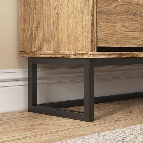 Maupvit Rattan Shoe Storage Cabinet with 2 Flip Drawers, Freestanding Shoe Organizer with Metal Legs for Entryway, Hidden Golden Handles, Narrow Shoe Rack Cabinet, Rustic Oak Rattan 7