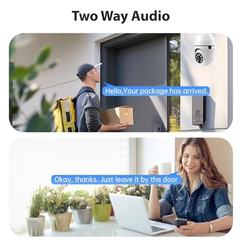 Light Bulb Camera Outdoor,5G&2.4G WiFi Security Cameras Wireless Indoor,2K Cameras for Home Security Two-Way Talk,Color Night Vision,360°PTZ,Human Motion Detection,Bulb Camera Compatible with Alexa 9