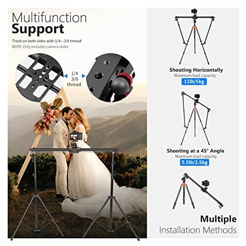 NEEWER 31.5"/80cm Motorized Camera Slider, App Wireless Control Carbon Fiber Dolly Rail Slider, Support Video Mode, Time Lapse Photography, Horizontal, Tracking and 120° Panoramic Shooting (ER1-80) 7