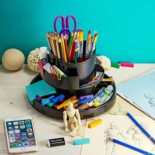 Officemate Deluxe Rotary Organizer, 16 Compartments, Recycled, Black (26255) 6