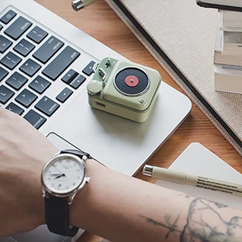 Muzen Mini Bluetooth Speaker, Button Small Cute Portable Metal Retro Wireless Speaker with Loud Volume Great Sound and Portable Lanyard & Gift Bag for Office Classic Vintage Decor 8