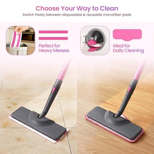 Schenley 19-in-1 Steam Mop Dual-Rod Design with Detachable Handheld Steamer for Walls, Grouts, Hard Floors, Tiles, includes Multi-purpose Accessories, Washable Microfiber Pads and Disposable Pads 7