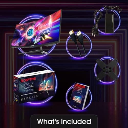 Sceptre 34-Inch Curved Ultrawide WQHD Monitor (3440 × 1440), R1500, up to 180Hz/165Hz, DisplayPort x2, 99% sRGB, 1ms, Built-in Speakers, Machine Black, 2025 (C345B-QUT168) 10