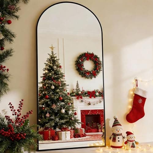 BEAUTYPEAK 65"x24" Full Length Mirror, Arch Full Body Floor Mirror, Wall Mirrors Hanging or Leaning Arched-Top with Stand for Bedroom, Dressing Room, Black 8
