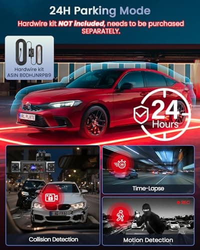 IIWEY 4 Channel Dash Cam 360° View, STARVIS 2 Front 2.7K Rear 2K Inside 1080P x2, 8IR LEDs Night Vision 3.0, PlateTag AI for Plate Clarity, 5GHz WiFi GPS, Voice Control, 24/7 Parking Mode, 128GB Card 6