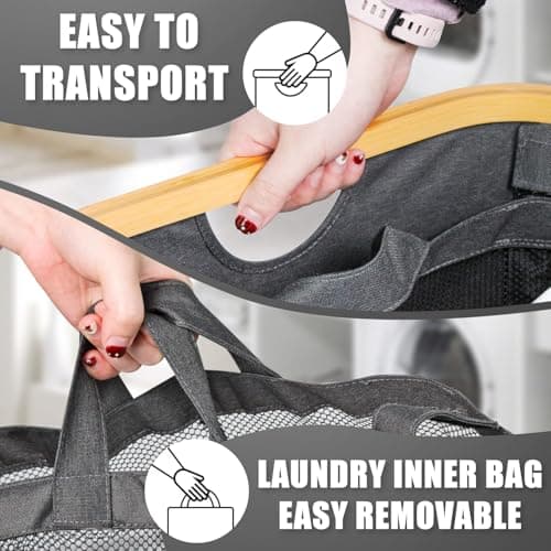 Hampers for Laundry Basket with Lid, 160L Extra Large 3 Section Clothes Divided Organizer for Bedroom, Laundry Room, Dirty Clothes Hamper, Grey 6